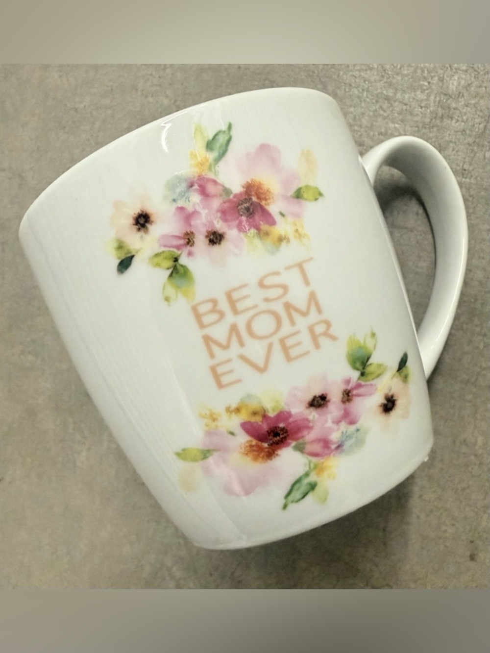 Home Essentials White “Best Mom Ever” Mug With Floral Graphic